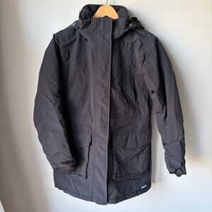 Lands End Coat Womens Squall Parka XS 2-4 Black Waterproof Fleece Hood Insulated